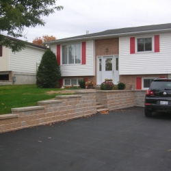 Retaining wall along driveway